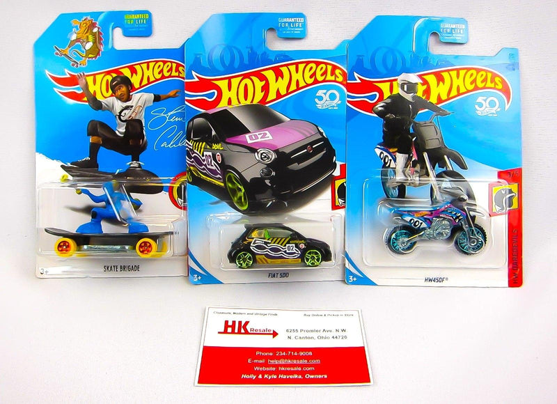 Hot Wheels Daredevils Skate Brigade #162 HW450F Fiat 500 Qty 3 NEW Diecast Cars 1