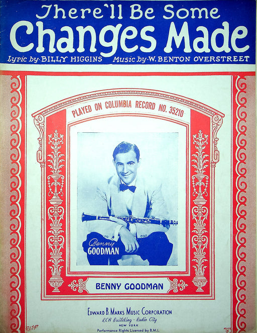 Vintage Sheet Music There'll Be Some Changes Made 1923 Benny Goodman Vocal Piano 1