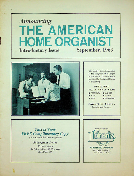 American Home Organist Magazine Organ Sheet Music Charter Issue Lorenz Pub 1963 1