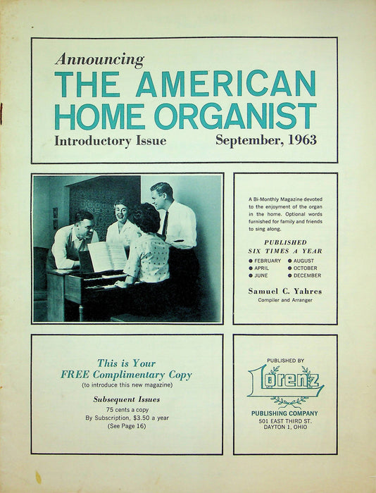 American Home Organist Magazine Organ Sheet Music Charter Issue Lorenz Pub 1963 1