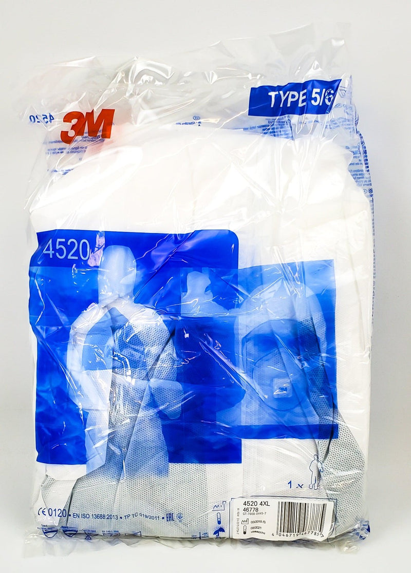 2pk Hooded Coverall Bunny Suit Romper 4XL Protective Disposable 3M 4520 Type 5/6 2