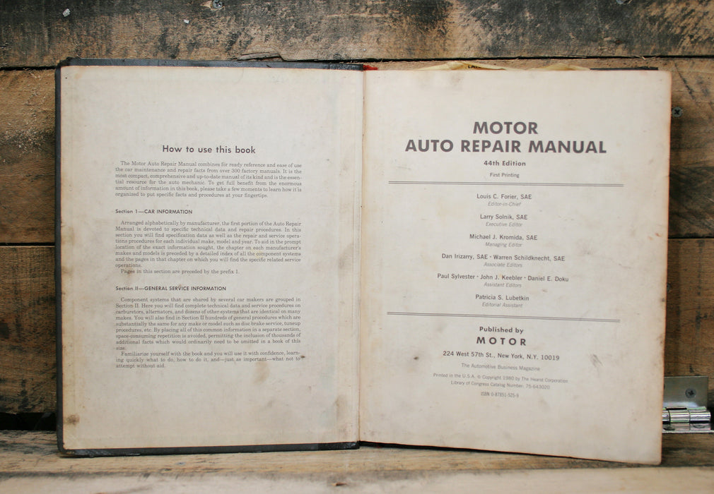 1981 Motor’s Auto Repair Manual 44th Edition First Printing