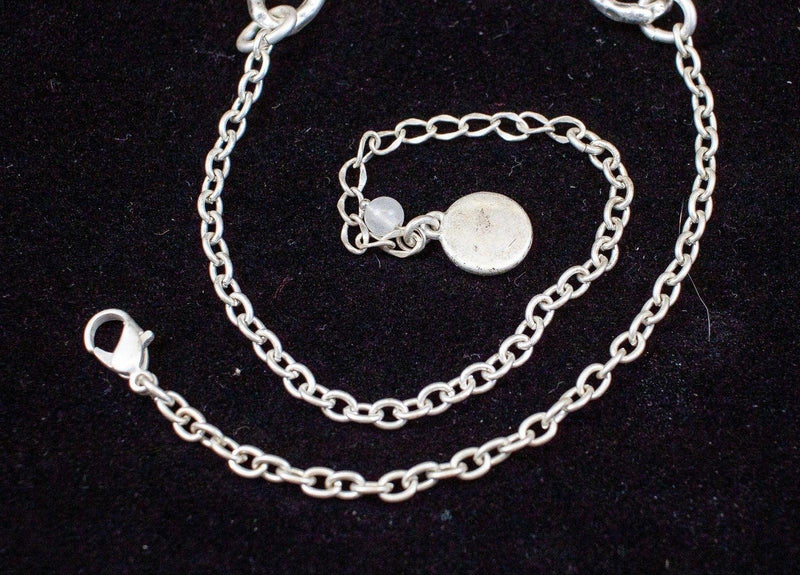 Vintage Bill Blass: Silver Tone Hammered Texture Oval Chain Necklace - 20.5" 6