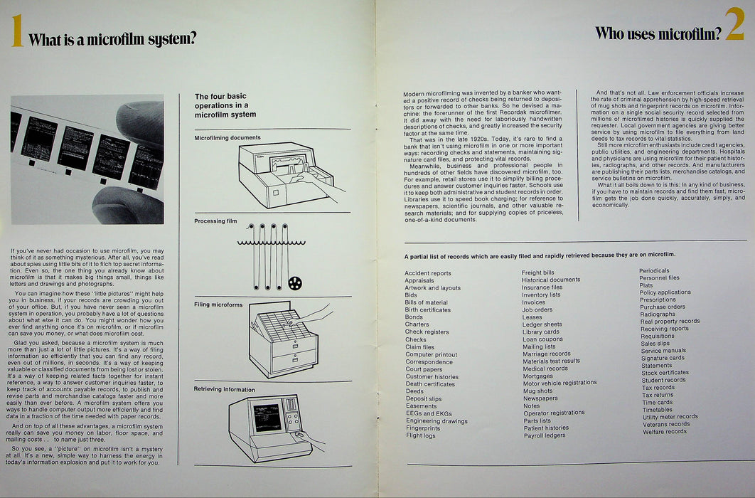 1971 Kodak Microfilm Information Management Systems Brochure Storage & Retrieval