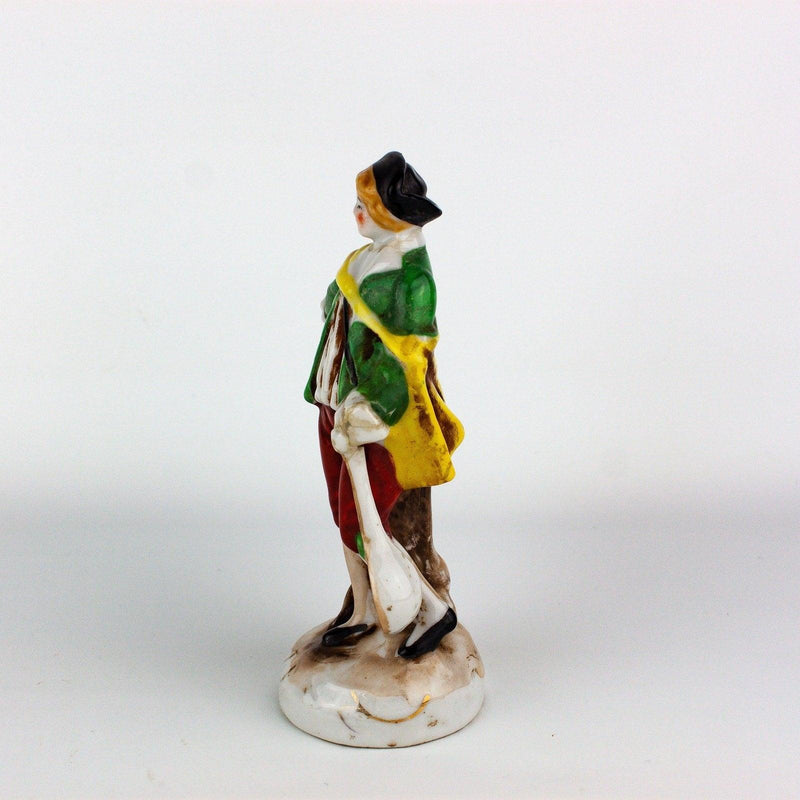 Occupied Japan Colonial Victorian Man w/ Cape & Instrument 6 Inches 2