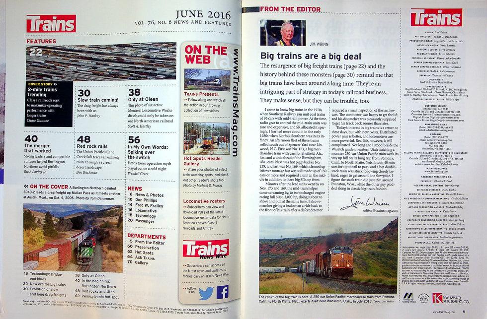 Trains Railroading Magazine June 2016 Vol 76 No 6 Drag Freights New Era