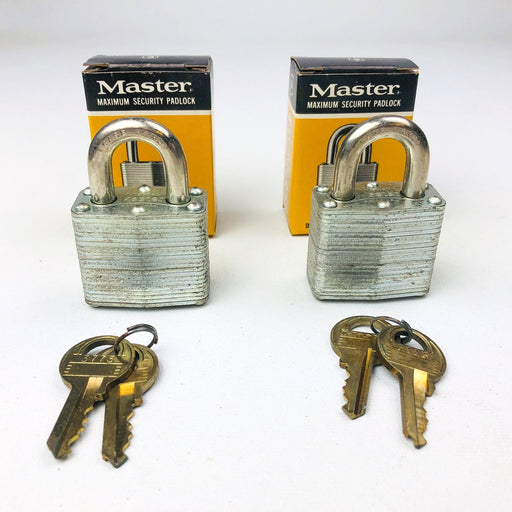 2ct Vintage No 3 Master Lock Padlock 1-1/8" Shackle New NOS Keyed Alike 3773 1