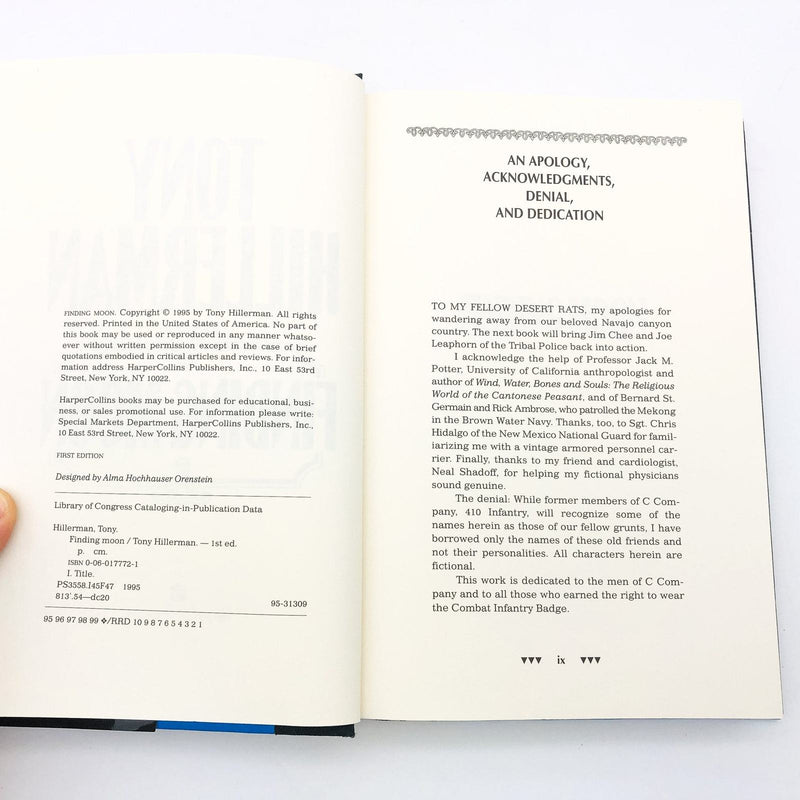 Finding Moon Hardcover Tony Hillerman 1995 Jim Chee Navajo Police 1st Edition 8