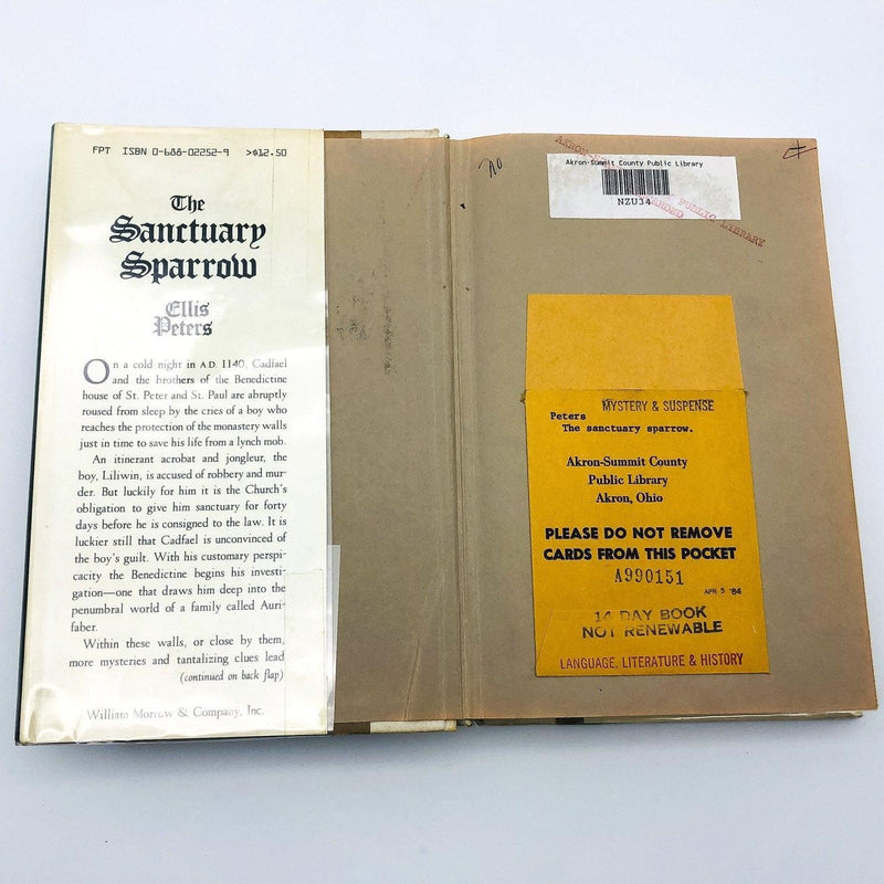 The Sanctuary Sparrow Hardcover Ellis Peters 1983 Monk Cadfael 1st Ed Ex Library 6