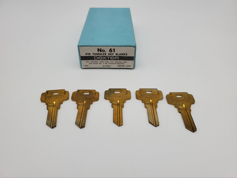 5x Dexter No 61 Key Blanks DE1 Keyway Brass NOS