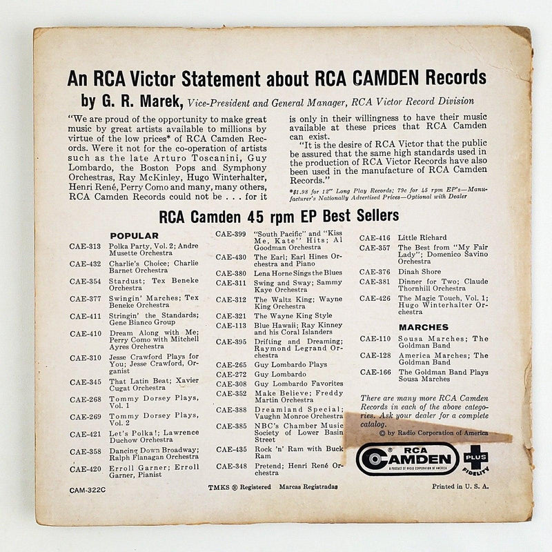 Wayne King & His Orchestra Let's Dance 45 RPM EP Record RCA 1955 CAE 321 2