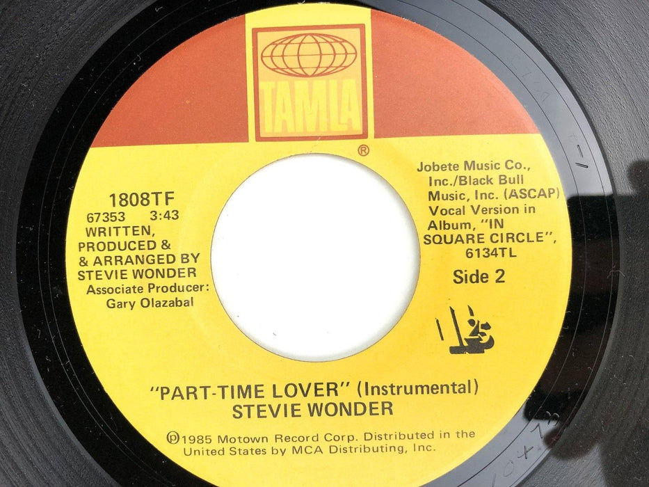 Stevie Wonder 45 RPM 7" Single Part-Time Lover + Instrumental Motown 1985 1