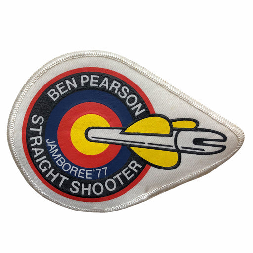 Boy Scouts of America BSA Ben Pearson Jamboree Patch 1977 Straight Shooter Arrow 1