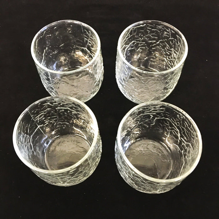 4x Vintage Anchor Hocking Bumpy Crackle Leaf Sherry Glass Tumbler Juice 3" 2