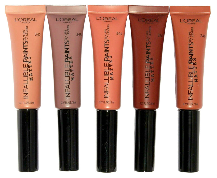 L'Oreal Infallible Paints Mattes Lips Lip Color .27oz. Lot of 5 Different Colors