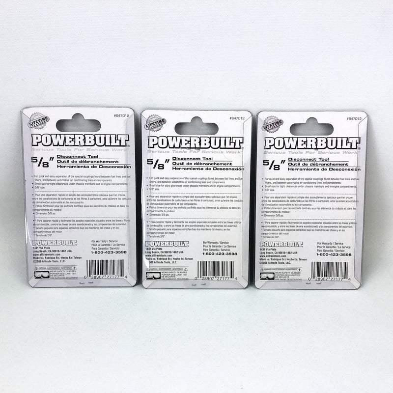 3pk Fuel & Transmission Line Disconnect Tool Set 5/8" Powerbuilt Brand 647012 2