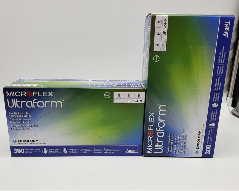 600ct Blue Powder Free Exam Gloves Medium Nitrile Microflex Ultraform UF-524-M