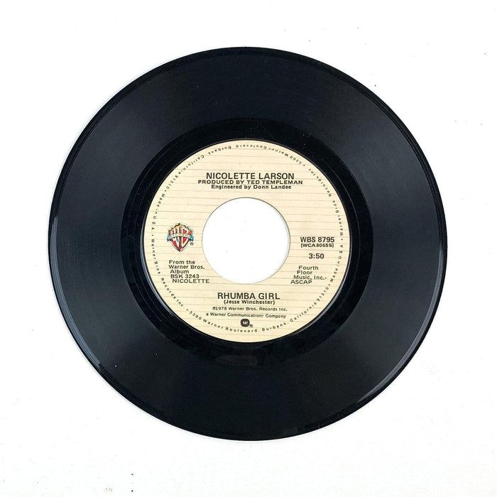 45 RPM Record Rhumba Girl / Last in Love Nicolette Larson Warner Bros 1978 3
