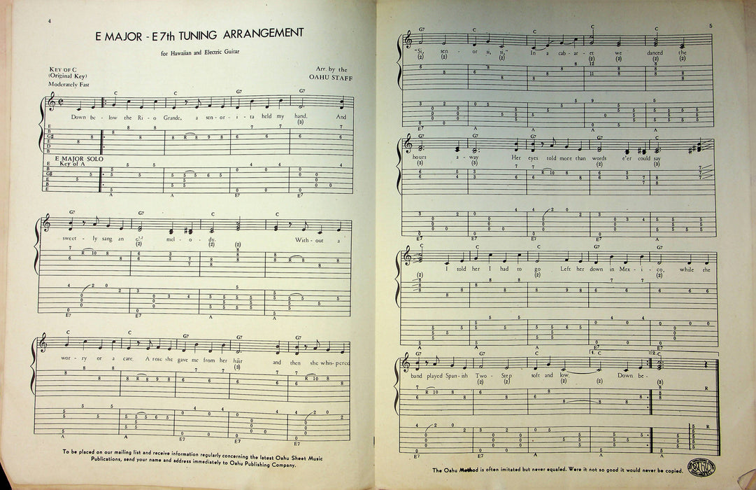 Vintage Spainish Two Step Sheet Music Song T Duncan Bob Wills Hawaiian Guitar 3