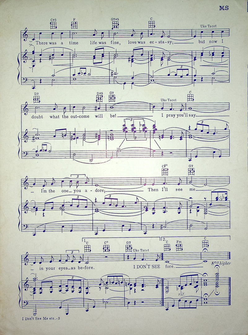 Vintage Sheet Music I Don't See Me In Your Eyes Anymore Perry Como 1949 G Weiss 2