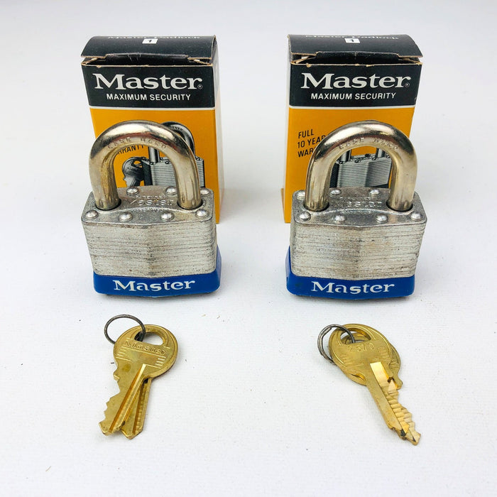 2ct Vintage No 1 Master Lock Padlock 1-1/4" Shackle New Keyed Alike 2570 Blue 8