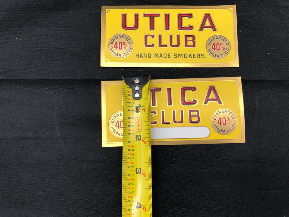 Utica Club Hand Made Smokers Cigar Label Box Wrapper Embossed Original Unused