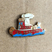 Ted Sanford Lapel Pin Steamboat 5th Elect Politician Campaign Trail Enamel 1