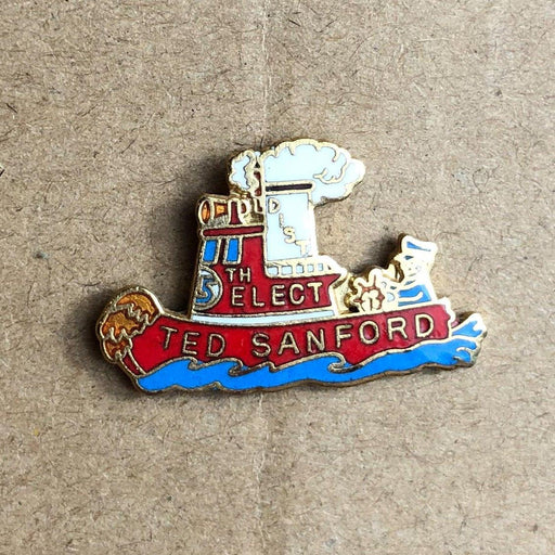 Ted Sanford Lapel Pin Steamboat 5th Elect Politician Campaign Trail Enamel 1