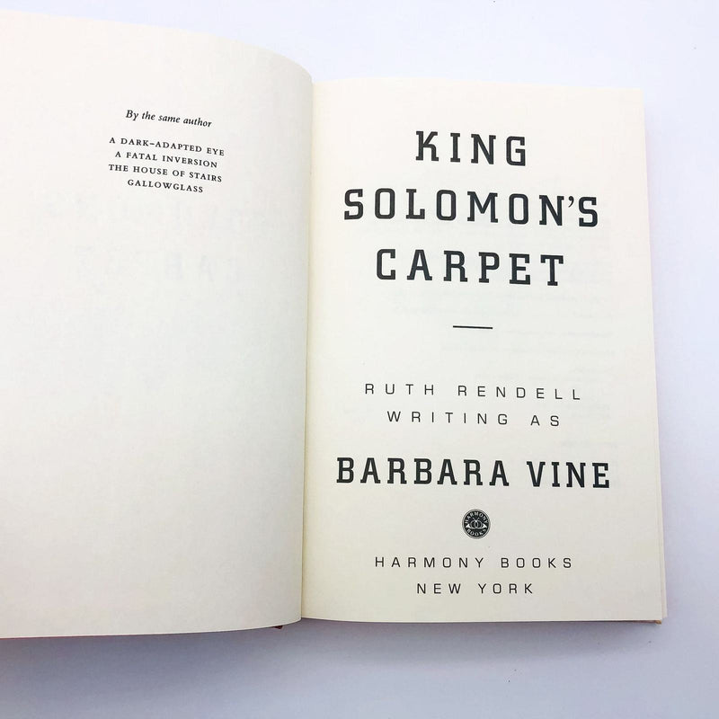 King Solomon's Carpet Hardcover Barbara Vine 1992 London Underground 1st Edition 7