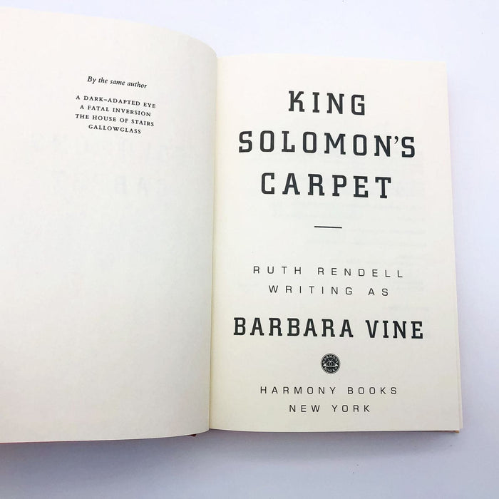 King Solomon's Carpet Hardcover Barbara Vine 1992 London Underground 1st Edition 7