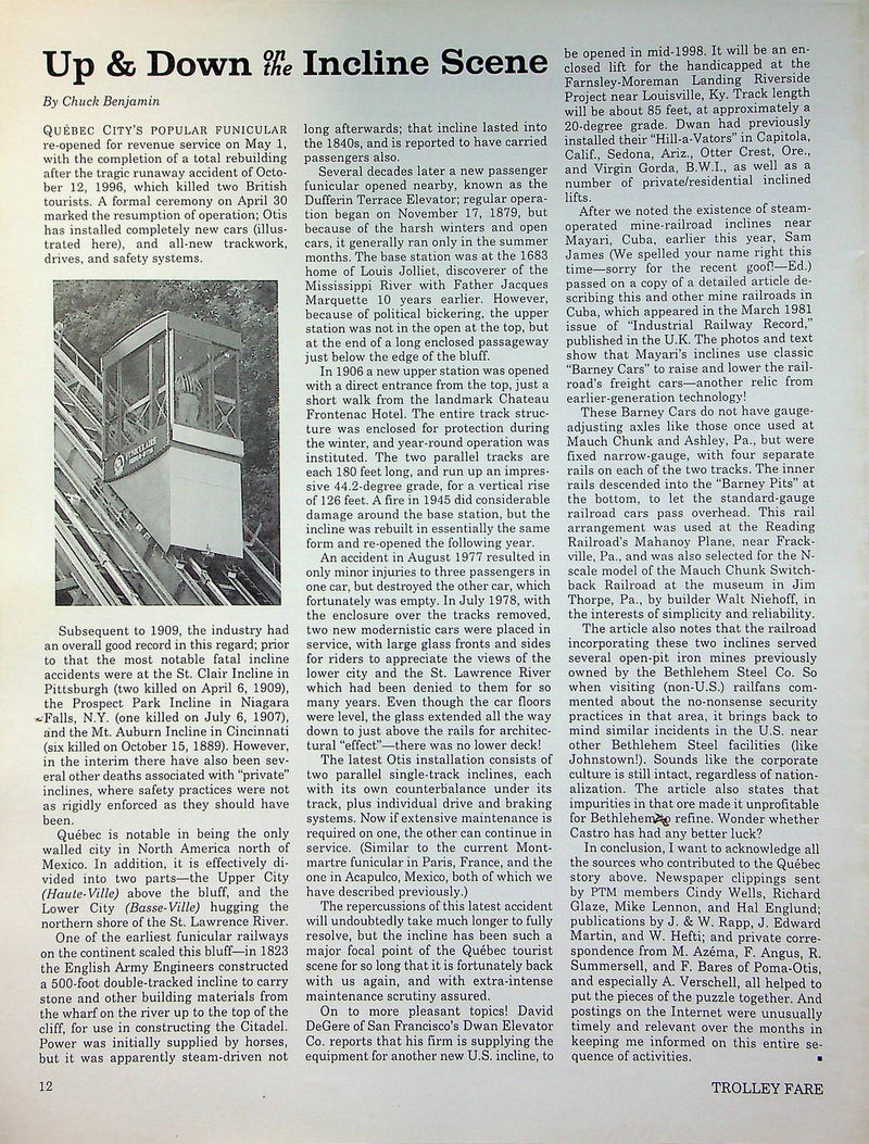 Trolley Fare Magazine August 1998 35 Years of Service PA Railway Museum