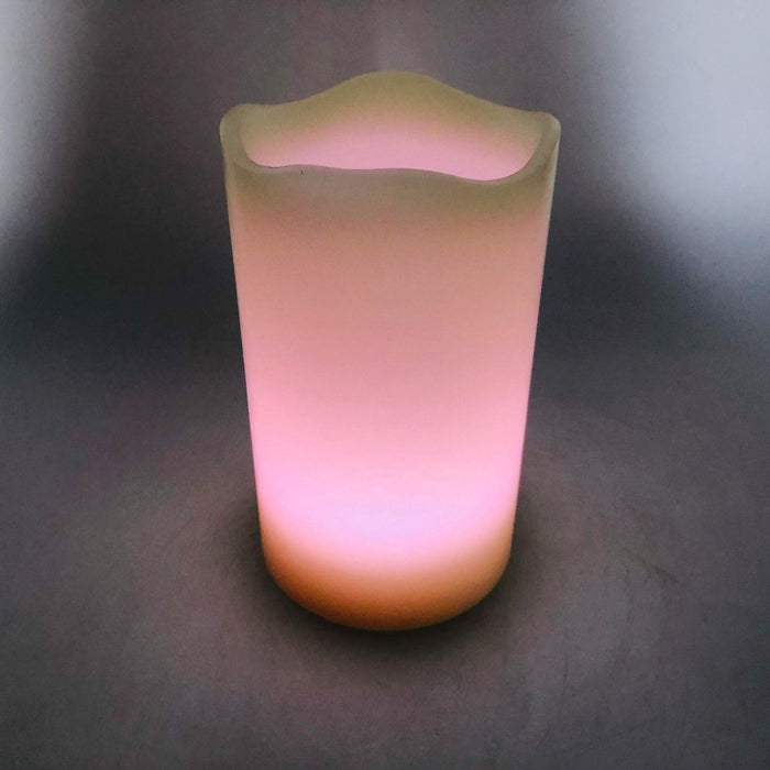 Flameless LED Glo-Candle Rainbow Wax Pillar No Flame Fire Melted Edge Remote 6" 8