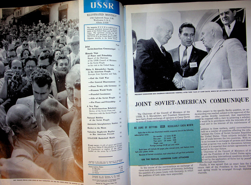 USSR Magazine 1959 President Eisenhower Khrushchev Meeting Soviet Union Holiday 3