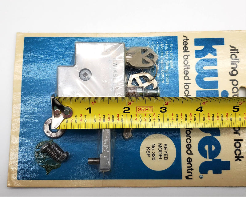 Kwikset Sliding Door Lock Model 320KSP Solid Steel Locking Bolt 1-3/8 to 1-9/16"