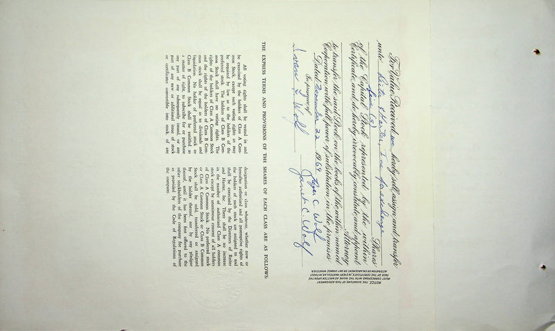 Reiter Dairy Company Stock Certificate Bond Scripophilly Akron Ohio 1968 No 345