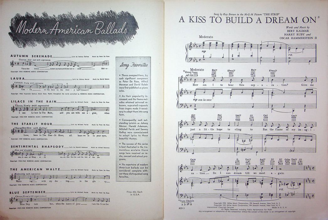 Sheet Music A Kiss To Build A Dream On The Strip Mickey Rooney Sally Forrest 2
