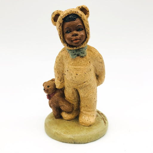 All Gods Children Figurine Bo 1989 African American Child Teddy Bear Suit COA 1