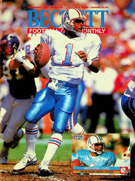 Beckett Football Magazine September 1991 # 18 Warren Moon Oilers Andre Rison 1