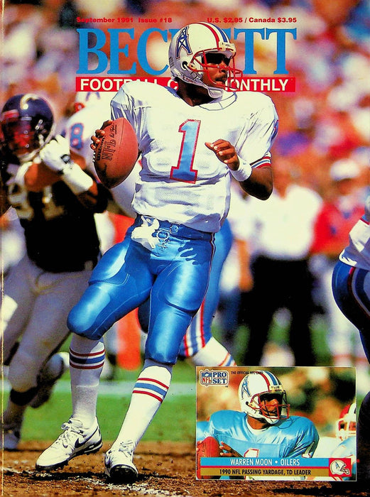 Beckett Football Magazine September 1991 # 18 Warren Moon Oilers Andre Rison 1
