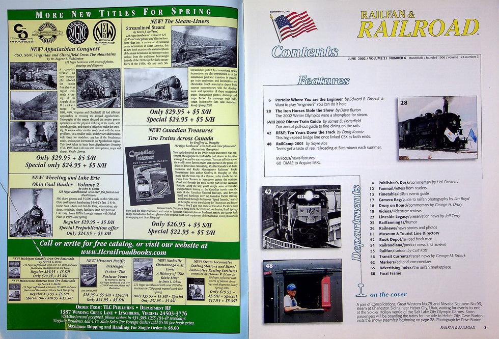 Railfan & Railroad Magazine June 2002 Vol 21 No 6 Steam To The Olympics