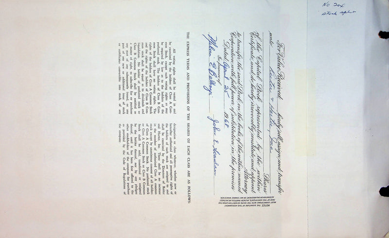 Reiter Dairy Company Stock Certificate Bond Scripophilly Akron Ohio 1965 No 203