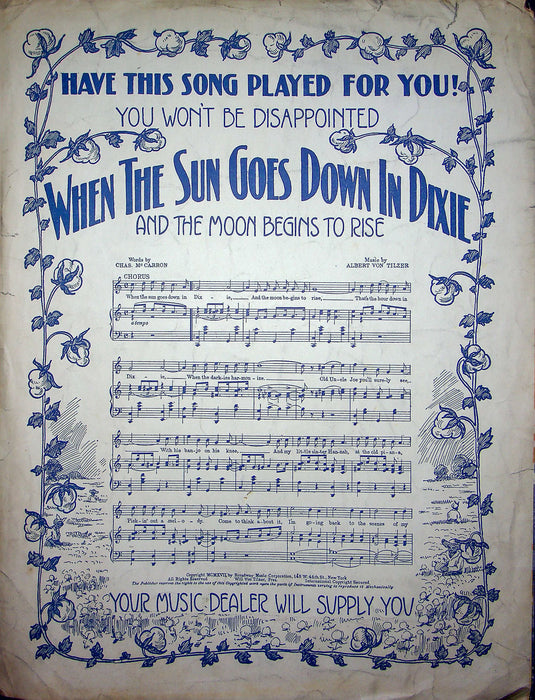 Sheet Music I May Be Gone For A Long Long Time Albert Von Tilzer 1917 Hitchy Koo 3