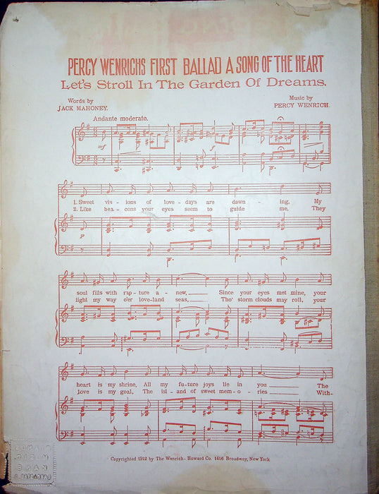 Sheet Music Kentucky Days Percy Wenrich Jack Mahoney 1912 Wenrich Howard Song 3