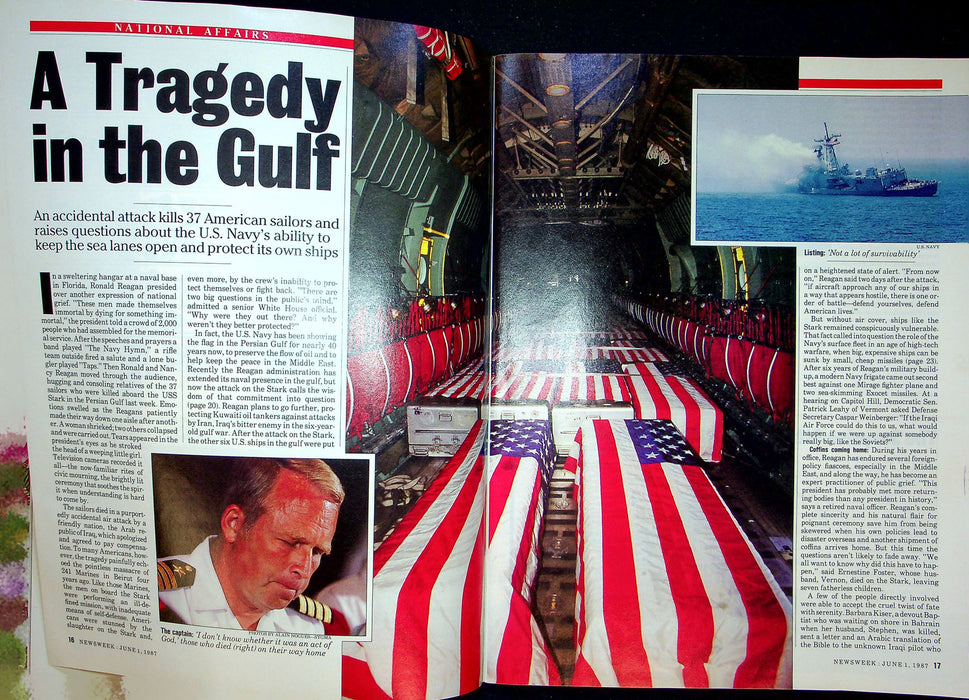 Newsweek Magazine June 1 1987 US Navy Ship USS Stark Attacked Persian Gulf Iraq