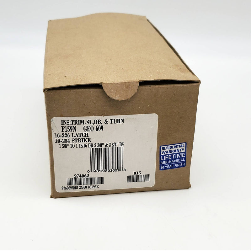 Schlage Interior Knob & Deadbolt Set Antique Brass F159N 609 GEO w/ 2 Latches