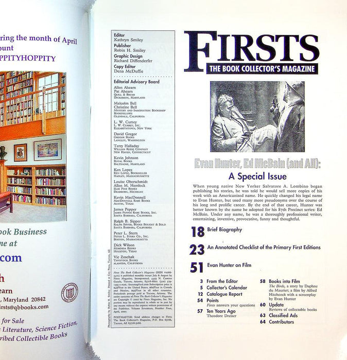Firsts Magazine April 2007 Vol 17 No 4 Evan Hunter, Ed McBain and All: 2