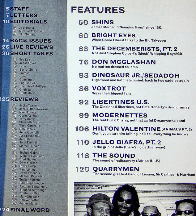 The Big Takeover Issue 60 2007 The Shins, Decemberists, Jello Biafra