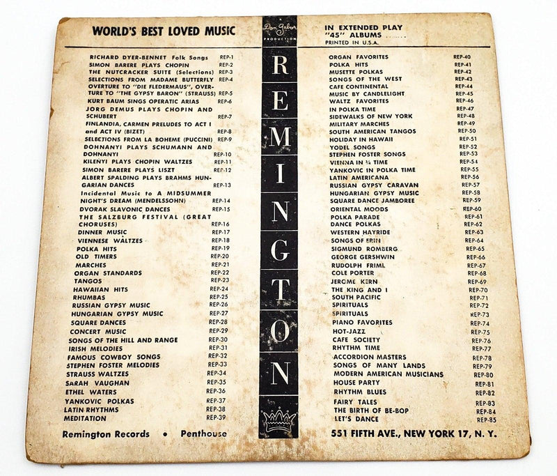 The Continental Serenaders Music Around The World 45 RPM EP Record Remington 2