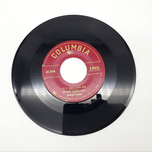 Benny Goodman Sextet It's Bad For Me Single Record Columbia 1955 4-40616 1