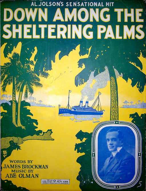 Sheet Music Down Among The Sheltering Palms James Brockman Abe Olman 1915 WW1 1